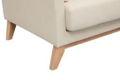 Canapé scandinave déhoussable 3 places en tissu beige et bois clair OSLO