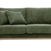 Canapé scandinave déhoussable 2 places en tissu velours côtelé vert kaki et bois clair OSLO