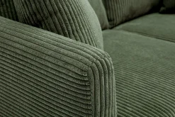 Canapé scandinave déhoussable 2 places en tissu velours côtelé vert kaki et bois clair OSLO