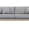 Canapé scandinave déhoussable 3 places en tissu gris clair et bois clair OSLO