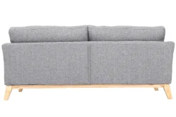 Canapé scandinave déhoussable 3 places en tissu gris clair et bois clair OSLO