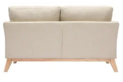 Canapé scandinave déhoussable 2 places en tissu beige et bois clair OSLO