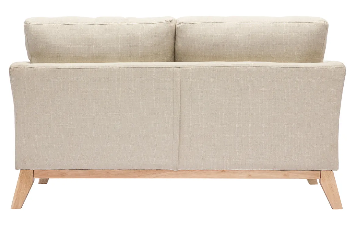 Canapé scandinave déhoussable 2 places en tissu beige et bois clair OSLO