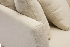 Canapé scandinave déhoussable 2 places en tissu beige et bois clair OSLO