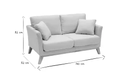 Canapé scandinave déhoussable 2 places en tissu beige et bois clair OSLO