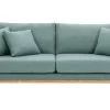 Canapé scandinave déhoussable 3 places en tissu vert de gris et bois clair OSLO