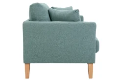 Canapé scandinave déhoussable 3 places en tissu vert de gris et bois clair OSLO