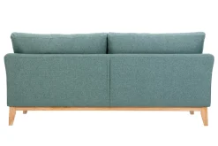 Canapé scandinave déhoussable 3 places en tissu vert de gris et bois clair OSLO