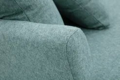 Canapé scandinave déhoussable 3 places en tissu vert de gris et bois clair OSLO