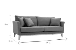 Canapé scandinave déhoussable 3 places en tissu vert de gris et bois clair OSLO
