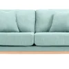 Canapé scandinave déhoussable 2 places en tissu vert lagon et bois clair OSLO