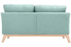 Canapé scandinave déhoussable 2 places en tissu vert lagon et bois clair OSLO