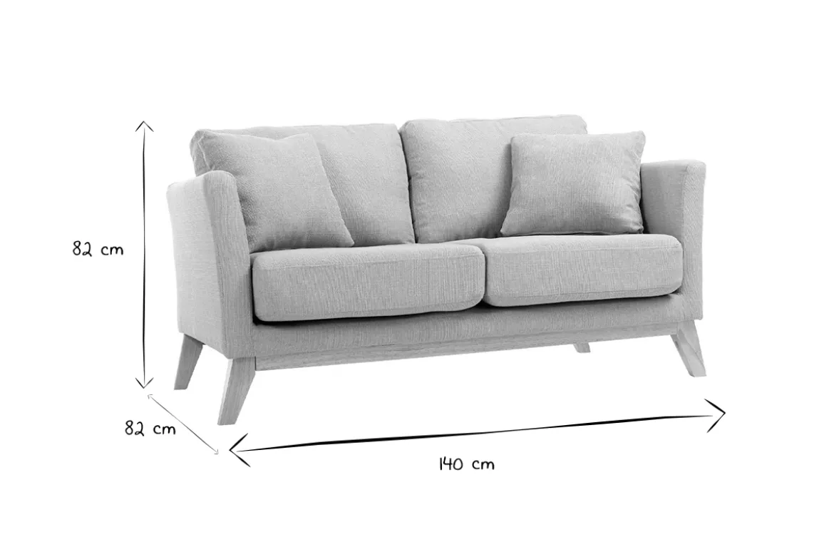 Canapé scandinave déhoussable 2 places en tissu vert lagon et bois clair OSLO