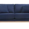 Canapé scandinave déhoussable 2 places en tissu bleu foncé et bois clair OSLO