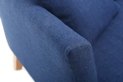 Canapé scandinave déhoussable 2 places en tissu bleu foncé et bois clair OSLO