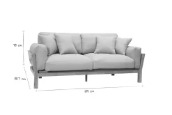Canapé scandinave déhoussable 3 places en tissu blanc crème et bois clair KYO