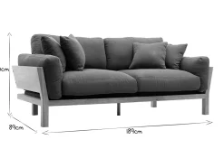 Canapé scandinave déhoussable 3 places en tissu vert kaki et bois clair KYO