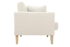 Canapé scandinave déhoussable 2 places en tissu effet laine bouclée blanc cassé et bois clair OSLO