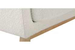 Canapé scandinave déhoussable 2 places en tissu effet laine bouclée blanc cassé et bois clair OSLO