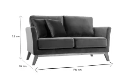 Canapé scandinave déhoussable 2 places en tissu velours rouge tomette et bois clair OSLO