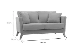Canapé scandinave déhoussable 2 places en tissu effet velours jaune moutarde et bois clair OSLO