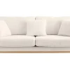 Canapé scandinave déhoussable 3 places en tissu effet laine bouclée blanc cassé et bois clair OSLO