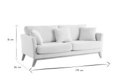 Canapé scandinave déhoussable 3 places en tissu effet laine bouclée blanc cassé et bois clair OSLO