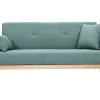 Canapé scandinave 3 places en tissu vert de gris et bois clair FJORD