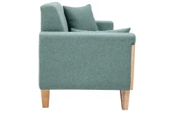 Canapé scandinave 3 places en tissu vert de gris et bois clair FJORD