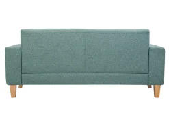 Canapé scandinave 3 places en tissu vert de gris et bois clair FJORD