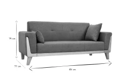 Canapé scandinave 3 places en tissu vert de gris et bois clair FJORD
