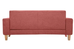 Canapé scandinave 3 places en tissu effet velours texturé terracotta et bois clair FJORD