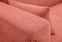 Canapé scandinave 3 places en tissu effet velours texturé terracotta et bois clair FJORD