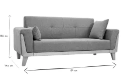 Canapé scandinave 3 places en tissu effet velours texturé terracotta et bois clair FJORD