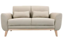 Canapé scandinave 2 places en tissu beige et bois clair EKTOR