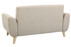 Canapé scandinave 2 places en tissu beige et bois clair EKTOR