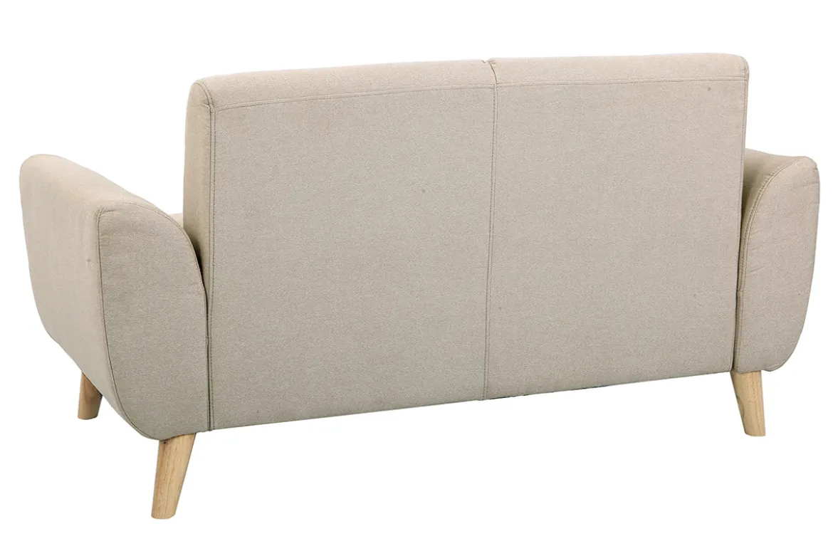 Canapé scandinave 2 places en tissu beige et bois clair EKTOR