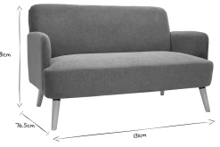 Canapé scandinave 2 places en tissu effet velours texturé terre brûlée et bois clair ISKO