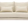 Canapé scandinave 2 places en tissu beige et bois clair KATE