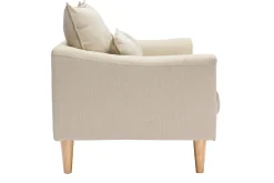 Canapé scandinave 2 places en tissu beige et bois clair KATE