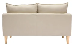 Canapé scandinave 2 places en tissu beige et bois clair KATE