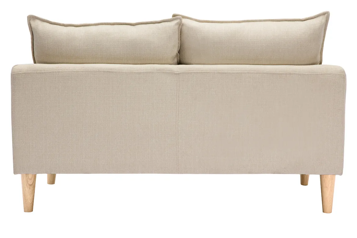 Canapé scandinave 2 places en tissu beige et bois clair KATE