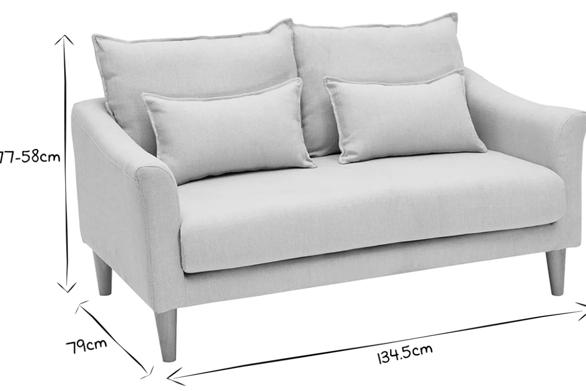 Canapé scandinave 2 places en tissu beige et bois clair KATE