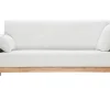Canapé scandinave 3 places en tissu effet velours blanc cassé et bois clair FJORD