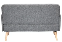 Canapé scandinave 2 places en tissu gris clair et bois clair ISKO