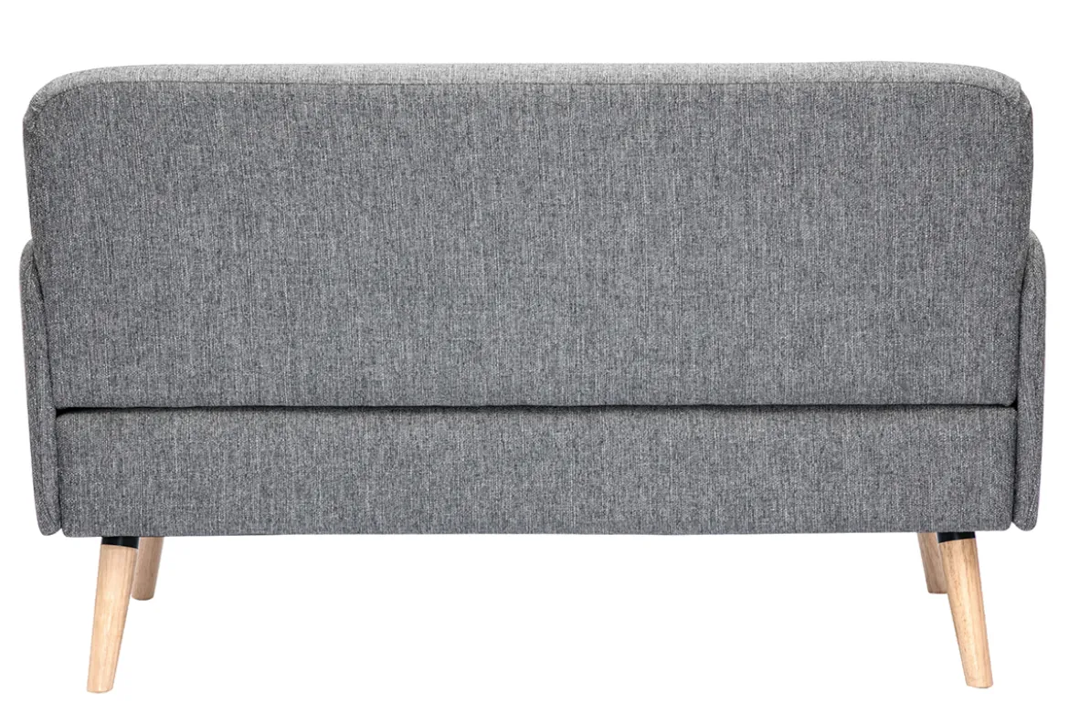 Canapé scandinave 2 places en tissu gris clair et bois clair ISKO
