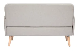 Canapé scandinave 2 places en tissu effet velours texturé beige et bois clair ISKO