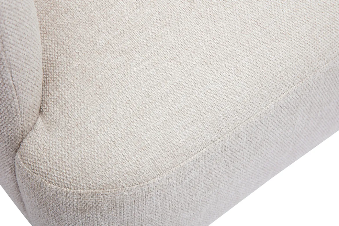 Canapé scandinave 2 places en tissu effet velours texturé beige et bois clair ISKO