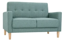 Canapé scandinave 2 places en tissu vert de gris et bois clair MOON
