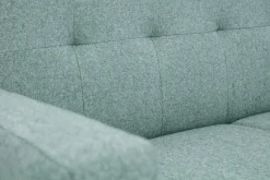 Canapé scandinave 2 places en tissu vert de gris et bois clair MOON